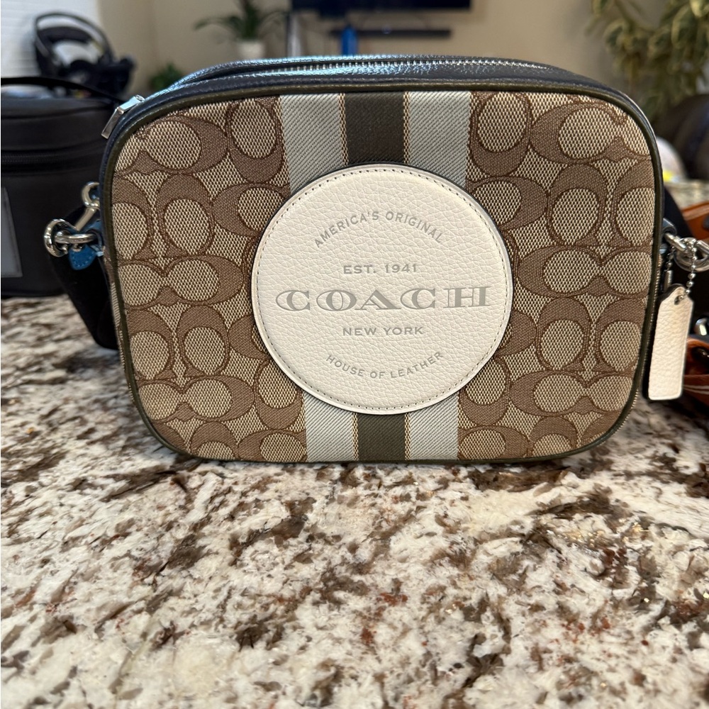 Coach Tan and Cream Signature Crossbody Bag